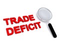 Trade deficit with magnifying glass on white Royalty Free Stock Photo