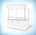 Trade exhibition promo stand, sales Kiosk Retail Trade Stand. MockUp Template isolated on the white background. 3D rendering visua