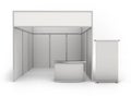 Trade exhibition stand and blank roll banner 3d render -