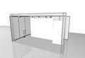 Trade exhibition stand, Exhibition round, 3D rendering visualization of exhibition equipment, Advertising space on a white