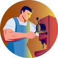 Trade factory worker drill press Royalty Free Stock Photo