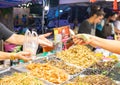 Trade fried insects on the streets food market Royalty Free Stock Photo