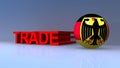 Trade with germany flag on blue Royalty Free Stock Photo