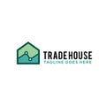 Trade house logo design template. vector illustration of trade, chart diagram icon on home, house icon. business company Royalty Free Stock Photo