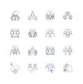 Trade labor line icons collection. Apprenticeship, Electrician, Carpenter, Plumber, Welder, Masonry, Plumbing vector and