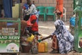 Trade milk on a city street