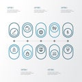 Trade Outline Icons Set. Collection Of Analytics, Global, Identification And Other Elements. Also Includes Symbols Such