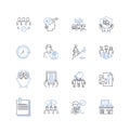 Trade partnership line icons collection. Collaboration, Alliance, Partnership, Synergy, Joint venture, Cooperation, Nerk