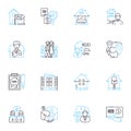 Trade possession linear icons set. Barter, Exchange, Swap, Transfer, Handover, Deal, Negotiate line vector and concept