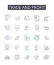 Trade and profit line icons collection. Buy and sell, Income and revenue, Gain and earnings, Commerce and gain