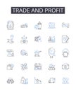 Trade and profit line icons collection. Buy and sell, Income and revenue, Gain and earnings, Commerce and gain