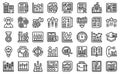 Trade school icons set outline vector. Money academy