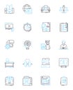 Trade school linear icons set. Apprenticeship, Skills, Certification, Vocational, Learning, Training, Hands-on line Royalty Free Stock Photo