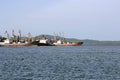 Trade sea port Vladivostok, Russia, Pacific ocean Royalty Free Stock Photo