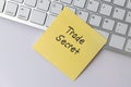 Trade Secret text on paper note stick Royalty Free Stock Photo