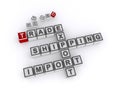 trade shipping export import word block on white
