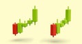 Trade of stock. Color stock chart. 3D image, view from different sides