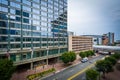 Trade Street and modern buildings in Uptown Charlotte, North Car