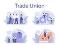 Trade union concept set. Employees care idea. Employees wellbeing