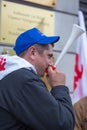 Trade unionists during a demonstration in Warsaw - Poland