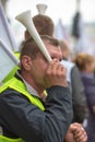 Trade unionists during a demonstration in Warsaw - Poland