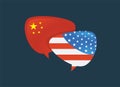 Trade war, America China tariff business global exchange international. USA versus China . two speech bubbles face to