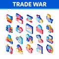 Trade War Business Isometric Icons Set Vector