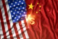 A trade war between China and the United States, American and Chinese flag. Truce, war, sanctions, business