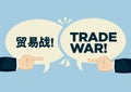 Trade war between China and United States. Concept of crisis, argument or protectionism