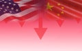 Trade war economy USA America and China flag candlestick graph Stock market exchange analysis Royalty Free Stock Photo