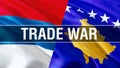 Trade War on Serbia and Kosovo flags. Waving flag design,3D rendering. Serbia Kosovo flag pictures, wallpaper image. Serbian Royalty Free Stock Photo