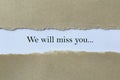 We will miss you heading Royalty Free Stock Photo