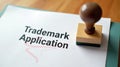 Trademark application document with approved rubber stamp mark Royalty Free Stock Photo
