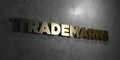 Trademarks - Gold text on black background - 3D rendered royalty free stock picture