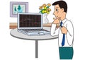 A trader checking stock price movements on a computer