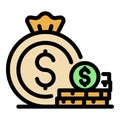 Trader coin stack icon color outline vector Royalty Free Stock Photo