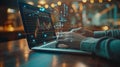 Trader Engaged with Financial Charts on Laptop