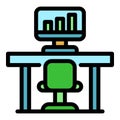 Trader home desktop icon color outline vector Royalty Free Stock Photo
