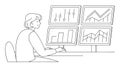 Trader Monitoring Multiple Screens, Stock Market Analysis, vector design Generative AI Royalty Free Stock Photo