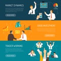 Trader Work Horizontal Banners Set Royalty Free Stock Photo