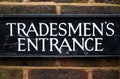 Tradesmen's Entrance Sign Royalty Free Stock Photo