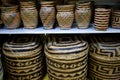 Tradicional straw baskets on Amazon shop Royalty Free Stock Photo