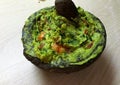 Guacamole in a stone molcajete Royalty Free Stock Photo