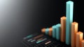 Trading bar chart, upwards arrow, 3d render, simple. GenerativeAI