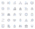 Trading company line icons collection. Investment, Stock, Forex, Commodity, Trading, Brokerage, Futures vector and