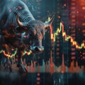 Trading dichotomy Bullish and bearish trends impact stock market charts Royalty Free Stock Photo