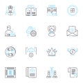 Trading establishment linear icons set. Trading, Stocks, Currencies, Commodity, Futures, Investments, Options line