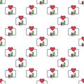 Trading Graph with Red Heart vector Trading colored seamless pattern Royalty Free Stock Photo