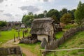 Trading houses. Norman village reconstruction, dated back to 1050. Educational centre for kids. England, UK Royalty Free Stock Photo