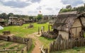 Trading houses in the Norman village. Reconstruction of 1050th. Educational centre for kids. London, UK Royalty Free Stock Photo